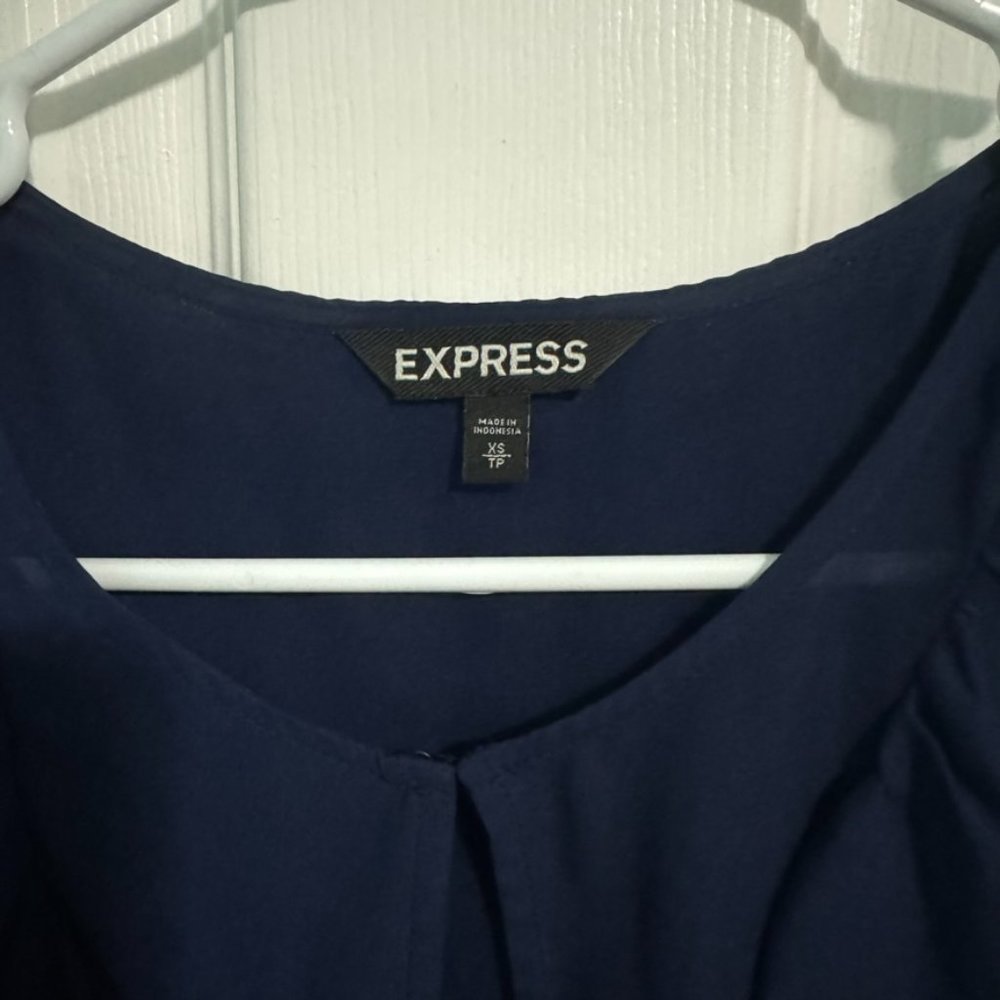 Express - Navy Blue Ruffle Blouse - Picture 3 of 5